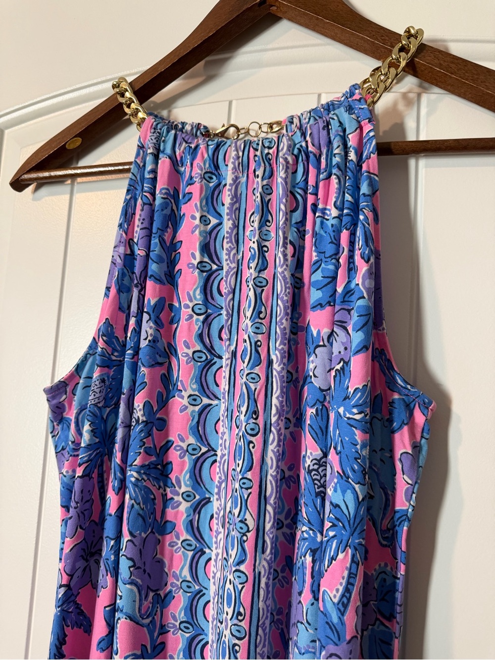 Lilly Pulitzer Bingham Halter Midi Dress Soleil Pink Palm Paradise - Picture 5 of 7
